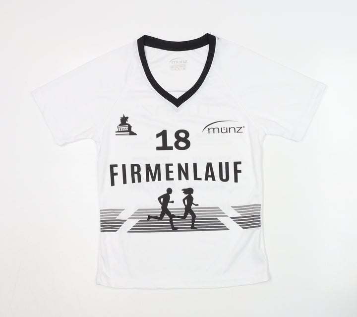 münz Women's White XS V-Neck Running T-Shirt