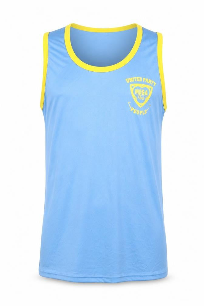 Front view of MEGA Park Men's XL Blue Tank Top