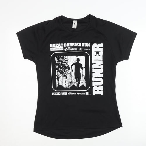 Sporty Women's Black Running T-Shirt, Size S