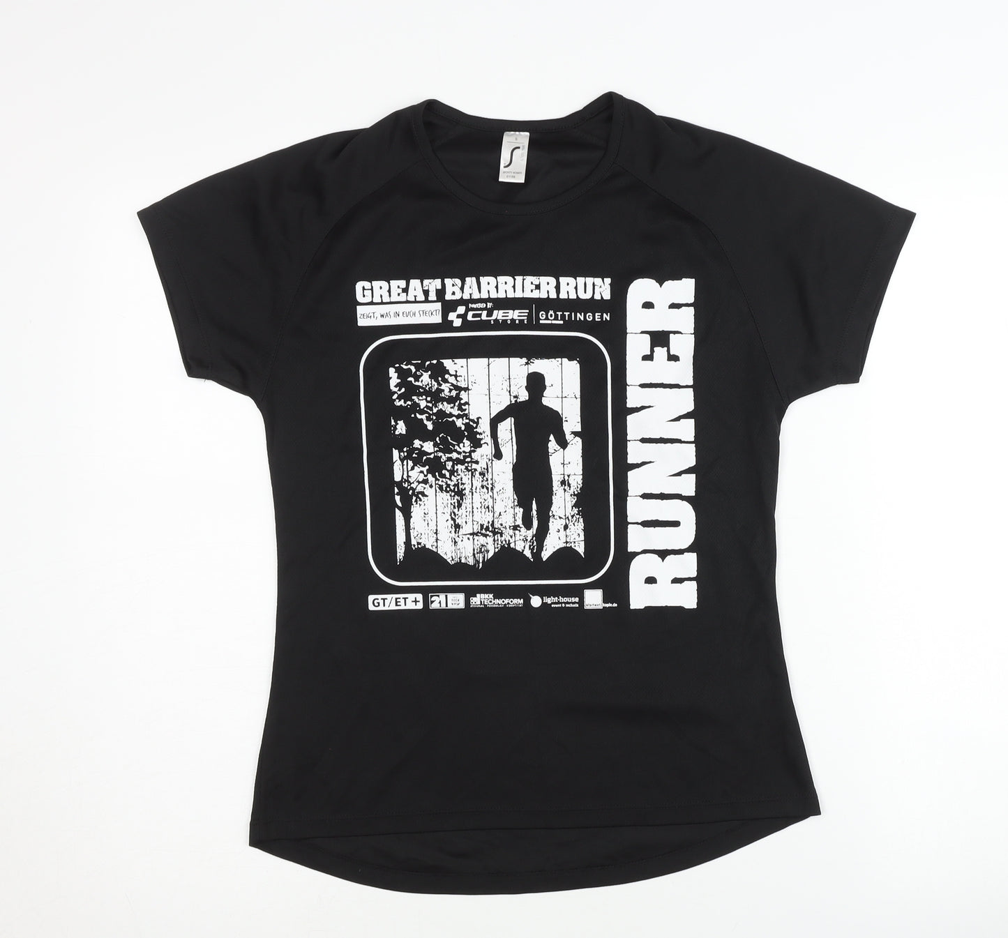 Sporty Women's Black Running T-Shirt, Size S
