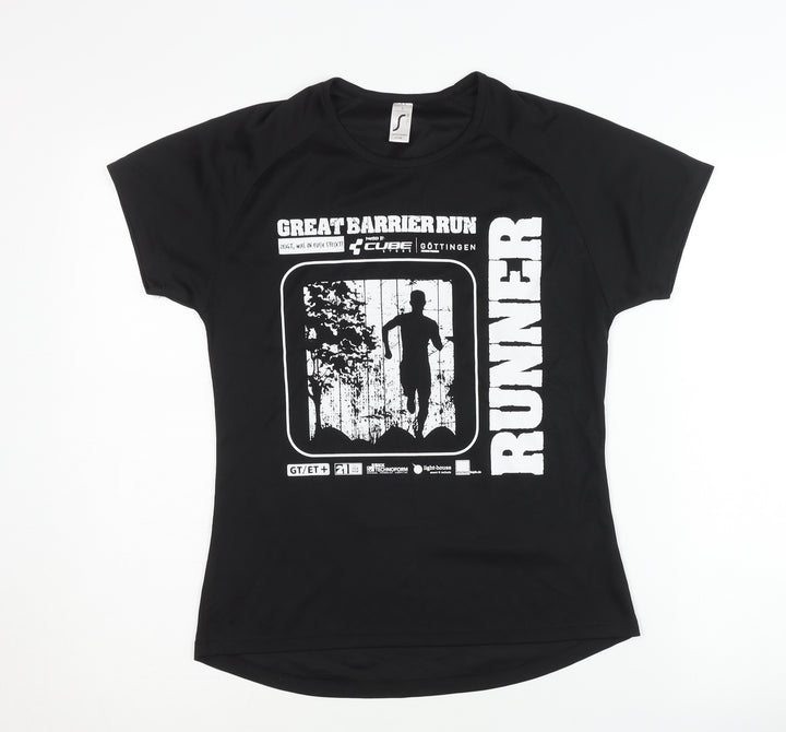 Sporty Women's Black Running T-Shirt, Size S