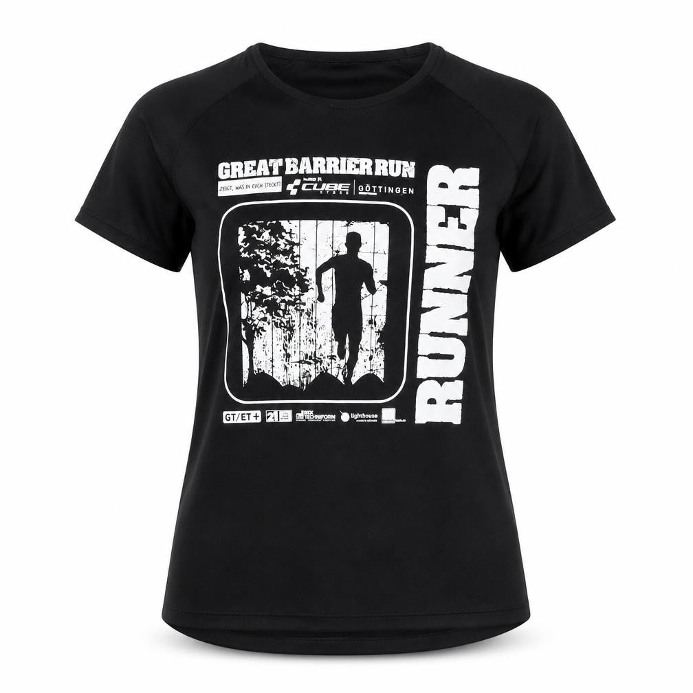 Front view of Sporty Women's Black Running T-Shirt, size S