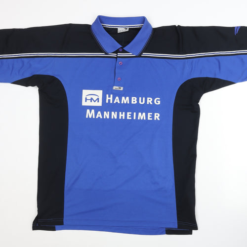 JAKO Men's Blue Black Football Polo Jersey L