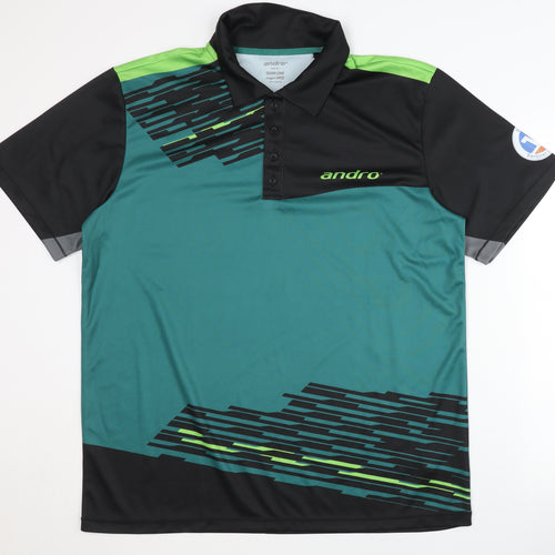 Andro Men's XL Black Green Polo Shirt Athletic