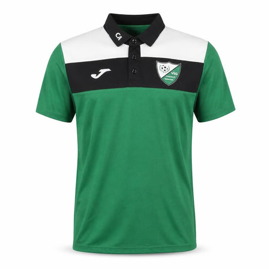 Front view of Joma Men's Green Polo Shirt, L Size, for Football