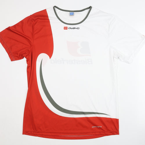 Owayo Unisex White/Red Athletic T-Shirt Size 8