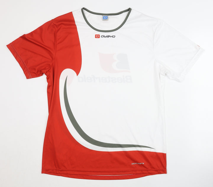 Owayo Unisex White/Red Athletic T-Shirt Size 8