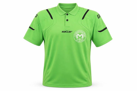 Front view of Saller Men's Green Polo Football Jersey, size L