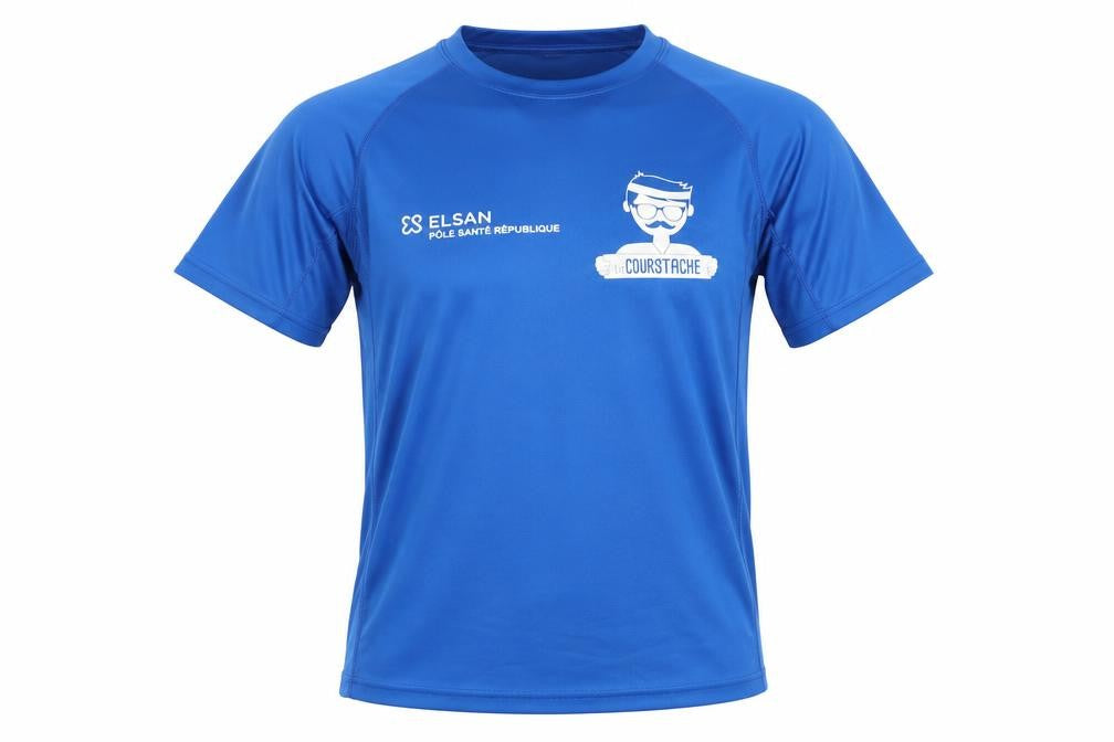 Front view of Roly unisex blue l t-shirt, quick dry, running & jogging