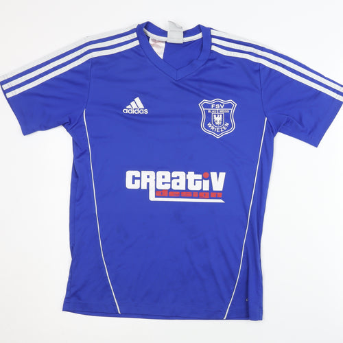 Adidas Boys Blue Football Jersey T-Shirt Size 13-14