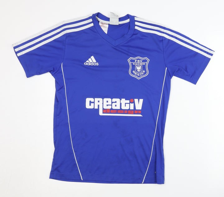 Adidas Boys Blue Football Jersey T-Shirt Size 13-14