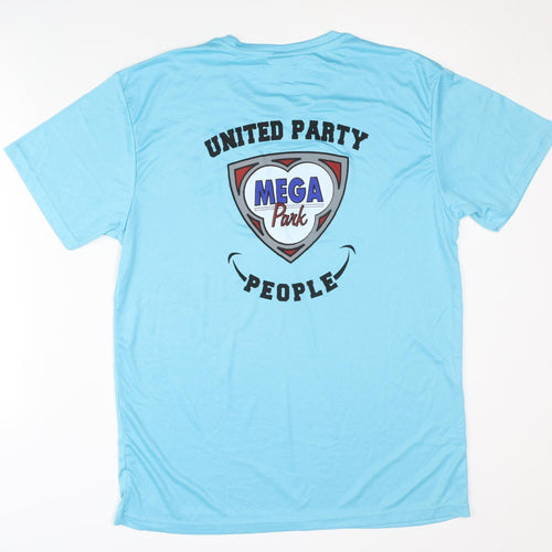Mega Park Men's Blue XL T-Shirt, Crew Neck, Graphic Print