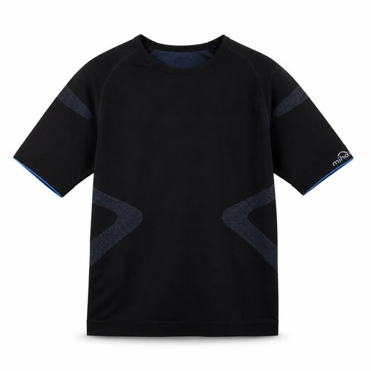 Front view of mindbodytec Men's Black Gym T-Shirt, Medium, Short Sleeve
