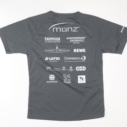 Munz Men's Grey Running T-Shirt, Size M, Crew Neck