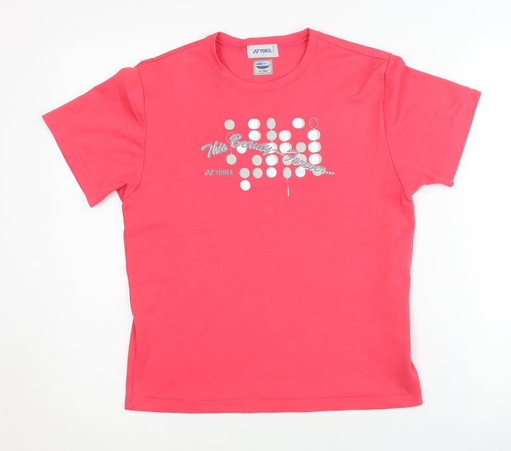 Yonex Women's Pink T-Shirt, L, Sports Activewear