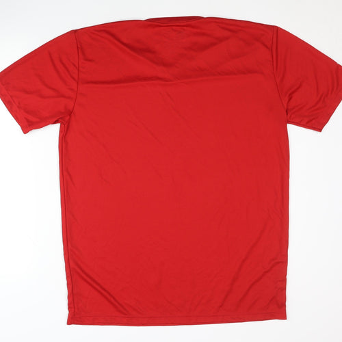 Trigema Men's Red V-Neck Polyester T-Shirt