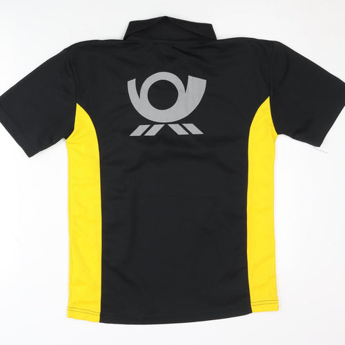 Deutsche Post Men's XS Black Polo Shirt with Yellow Accents