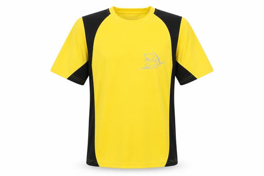 Front view of James & Nicholson Men's Yellow Medium T-Shirt