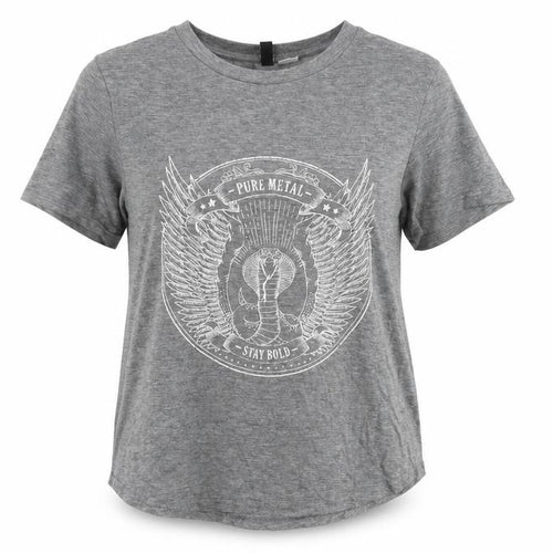H&M Women's Grey Graphic T-Shirt, Size S, Casual Wear