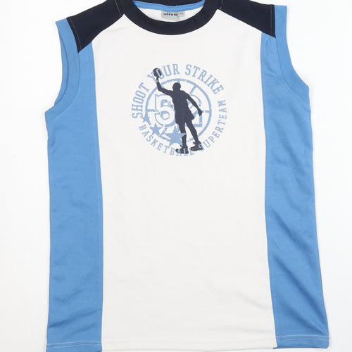Alive Boys' Blue White Basketball Tank Top Size 14