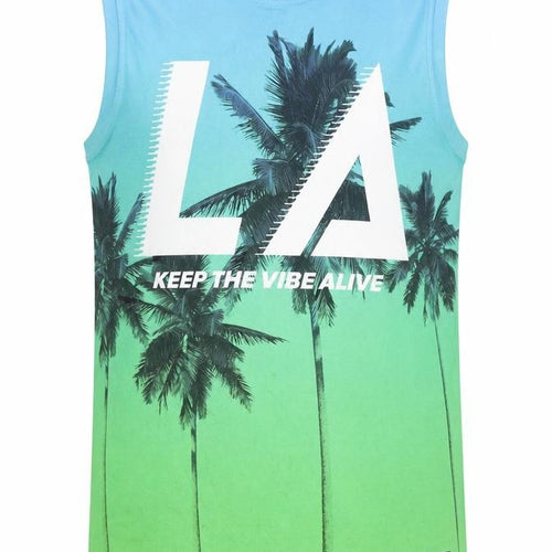 Skate Nation Boys Blue Green Sleeveless Tank Top
