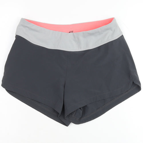 H&M Women's Black Grey Athletic Shorts, Size 8 Gym Quick Dry