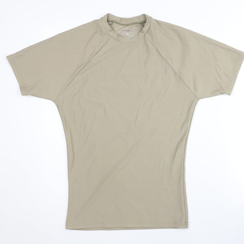 Men's Beige Nylon Spandex T-Shirt, L