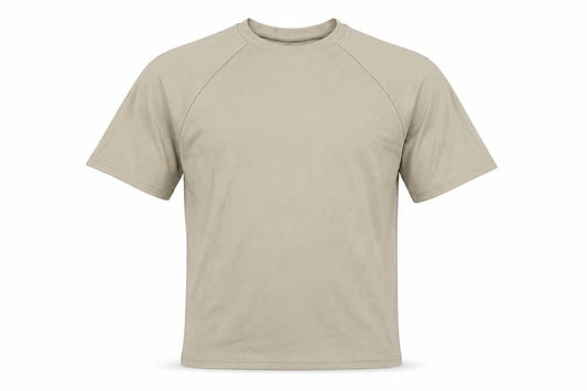 Front view of Men's Beige Nylon Spandex T-Shirt, L