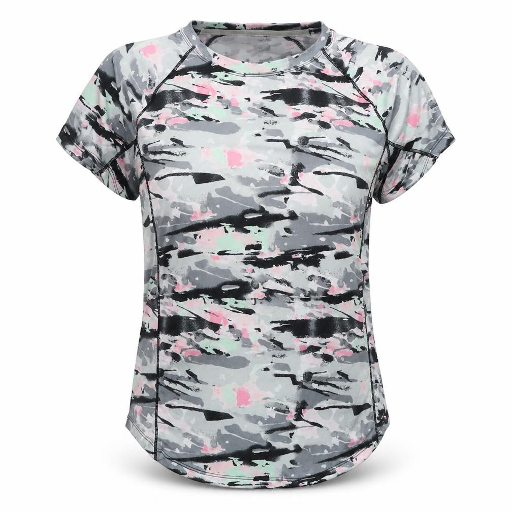Front view of Athleta Women's Camouflage Gym T-Shirt L