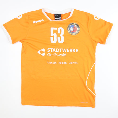 Kempa Boys Orange Football Jersey 13-14Y Short Sleeve