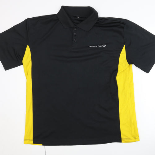 Deutsche Post Men's Black & Yellow Polo Shirt - Size L