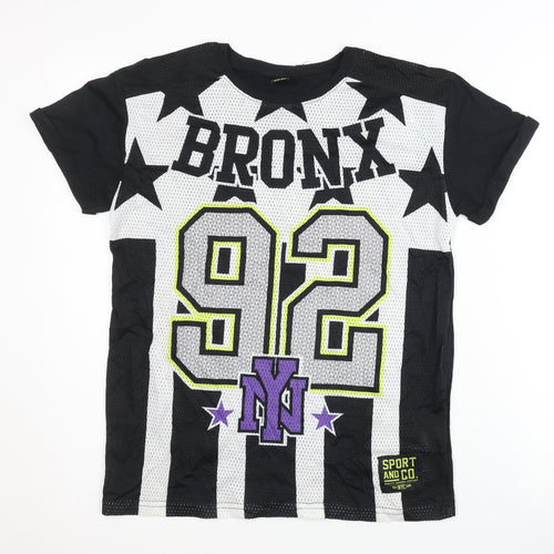 Y.F.K. Boys Black/White Jersey, 11-12 Years, Graphic Print