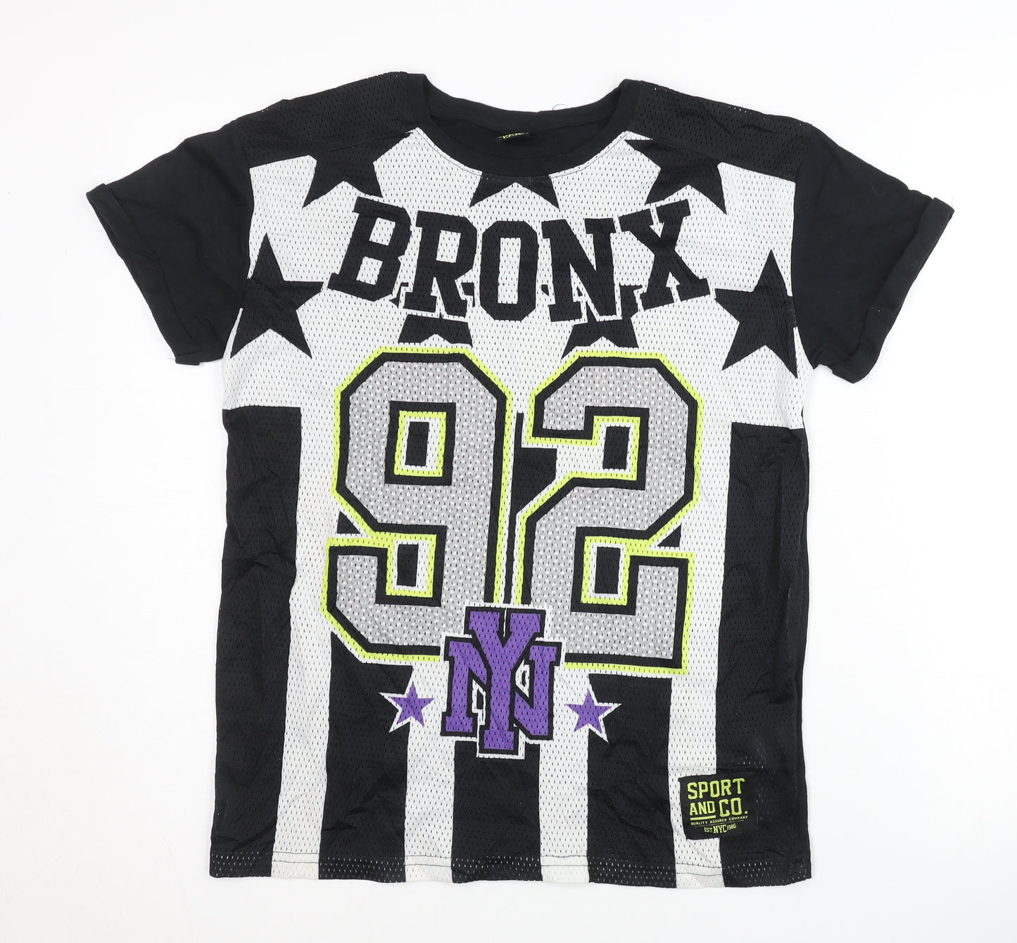 Y.F.K. Boys Black/White Jersey, 11-12 Years, Graphic Print