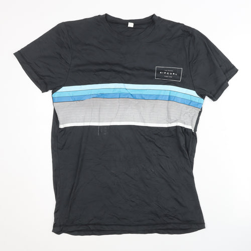 Rip Curl Men's Black Striped T-Shirt - Size S
