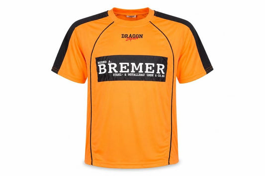Front view of Dragon Sport Men’s Orange XS Jersey T-Shirt