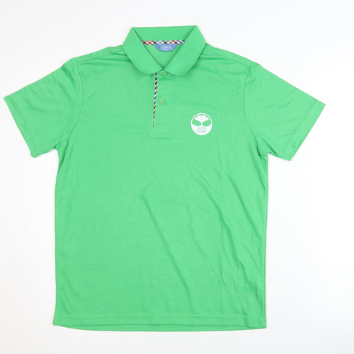 FGS Men's Green Polo Shirt, Size M, Cotton Blend