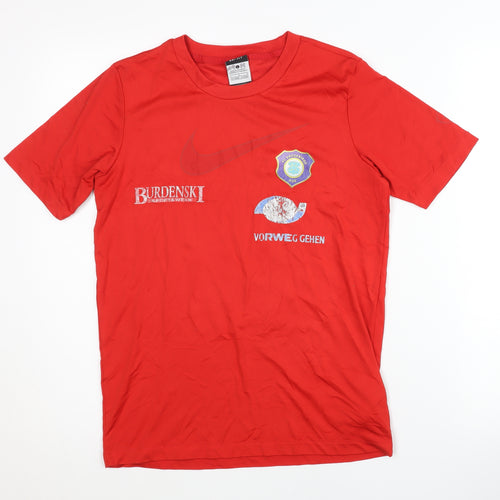 Nike Boys Red Football T-Shirt L Graphic Athletic Crew Neck