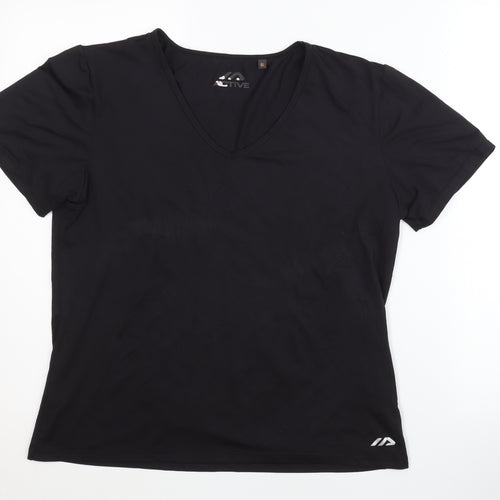 Active Women's Black V-Neck T-Shirt Size 16