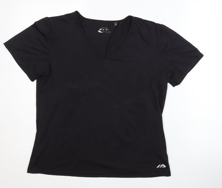 Active Women's Black V-Neck T-Shirt Size 16