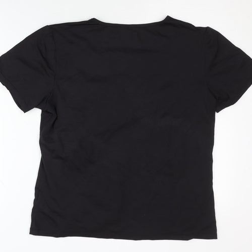 Active Women's Black V-Neck T-Shirt Size 16