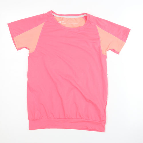 H&M Girls Pink Activewear T-Shirt, Size 13-14 Years