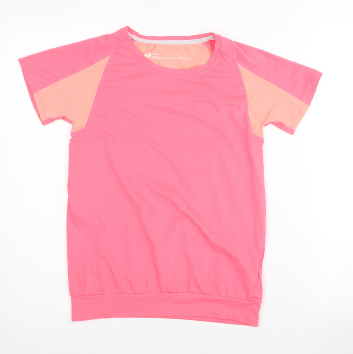 H&M Girls Pink Activewear T-Shirt, Size 13-14 Years