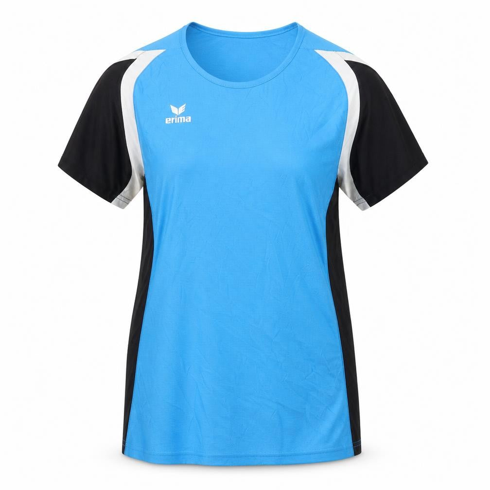 Front view of Erima Women's Blue Black Gym T-Shirt, size 10