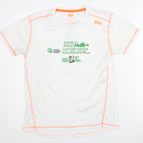 42K Men's White Running T-Shirt M Graphic Print