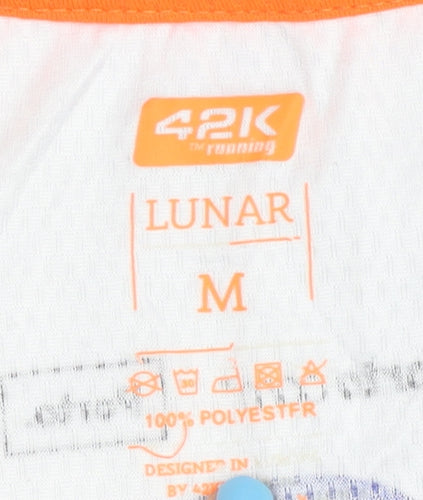 42K Men's White Running T-Shirt M Graphic Print