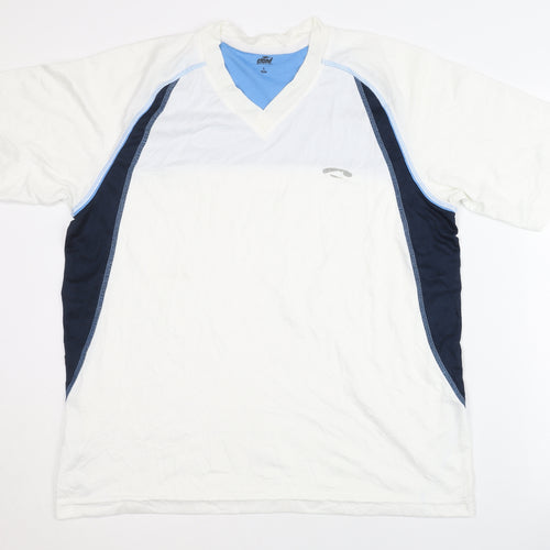 Crane Men's White V-Neck Activewear Top L