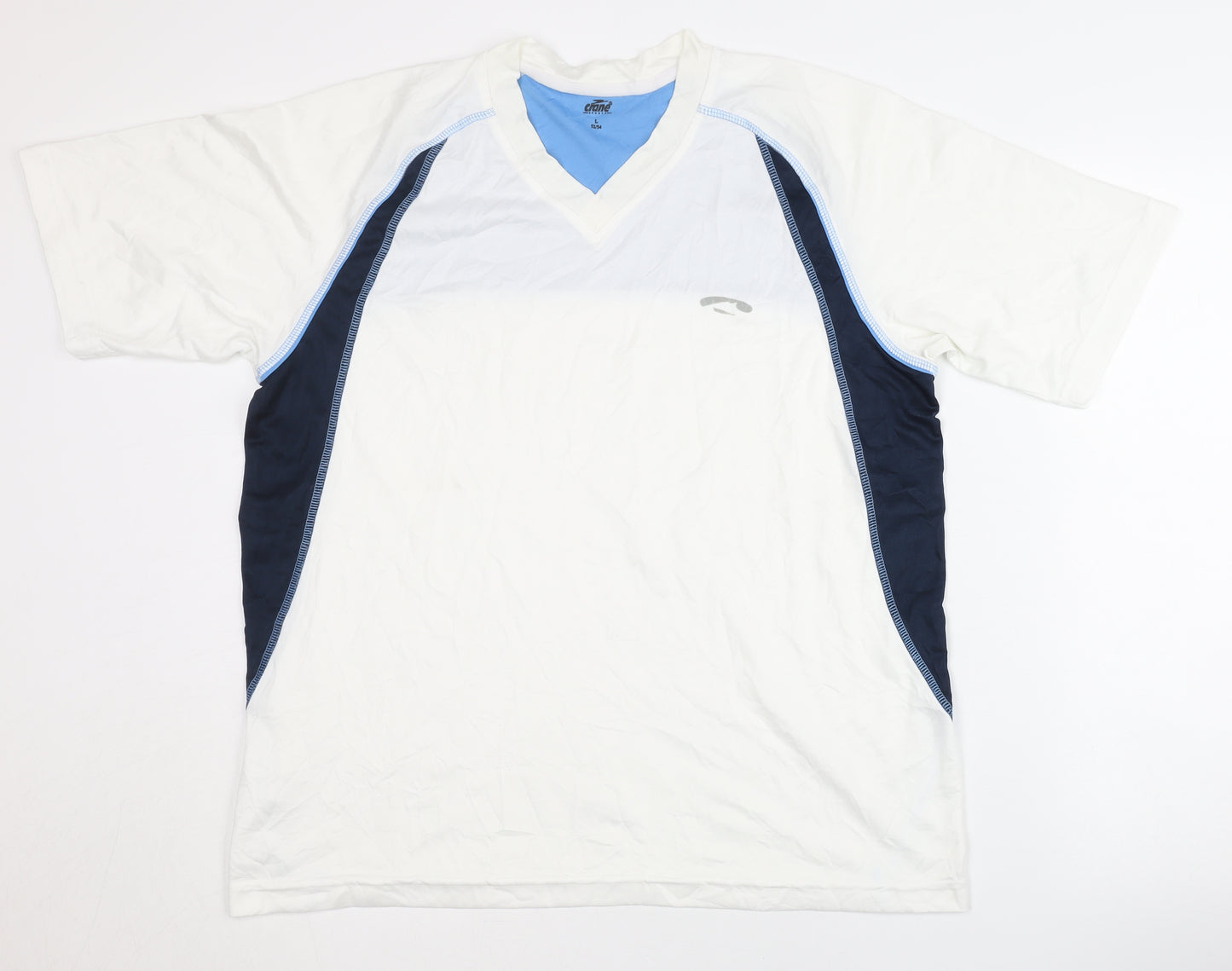 Crane Men's White V-Neck Activewear Top L