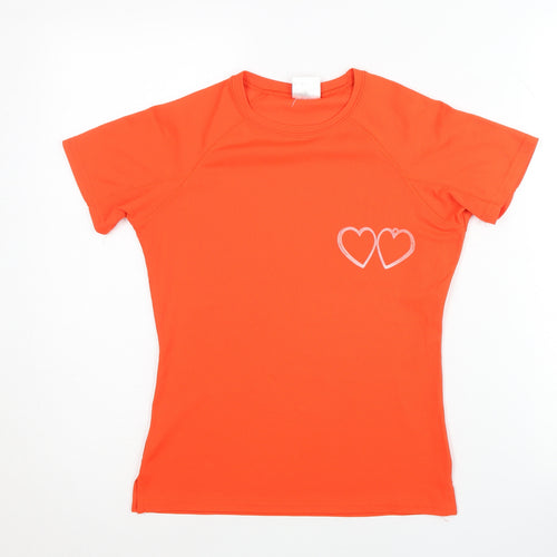 US Basic Women's Orange T-Shirt, Size S, Crew Neck