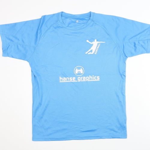 Spiro Men’s Blue Handball T-Shirt, Size S, Quick Dry Activewear