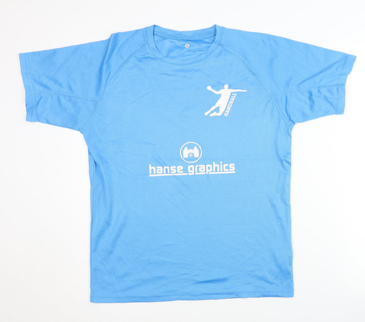 Spiro Men’s Blue Handball T-Shirt, Size S, Quick Dry Activewear